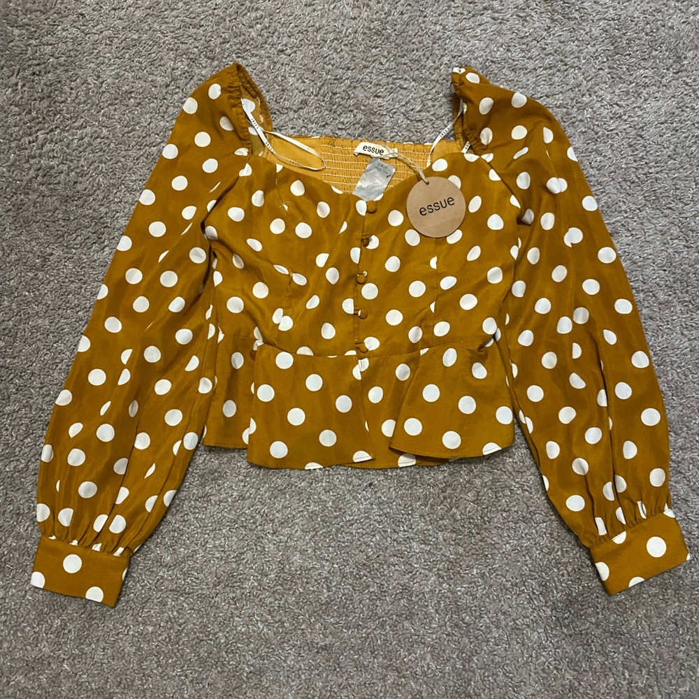 yellow and whites polka dot blouse